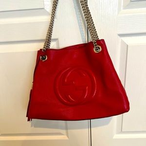 Authentic Gucci Soho Tote. Excellent condition. Bright red, great condition!